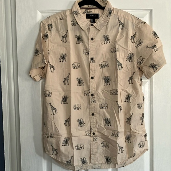 Zara Men's Beige Animal Print Shirt - Picture 1 of 2